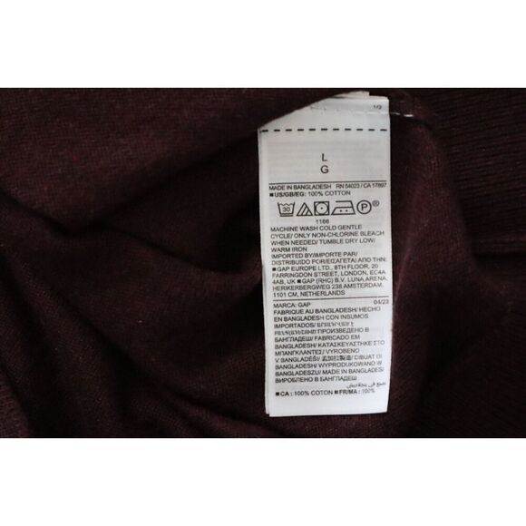 GAP 730479-02 Men's Sz Large Navy Burgundy Striped Crewneck Sweater - Picture 5 of 8